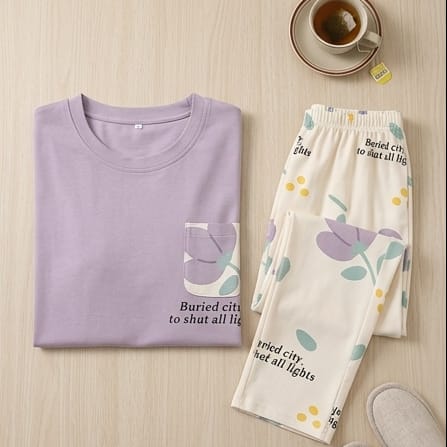 Women's Lavender Floral Pajama Set