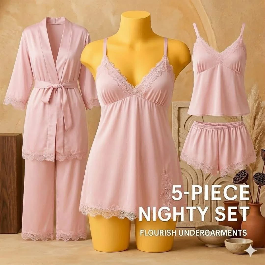 Premium 5 pices nighty set