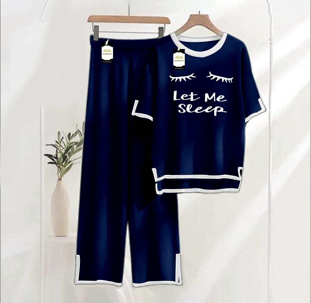 Navy Printed Turkish Winter Co-Ord Set for Women - Warm & Stylish Loungewear