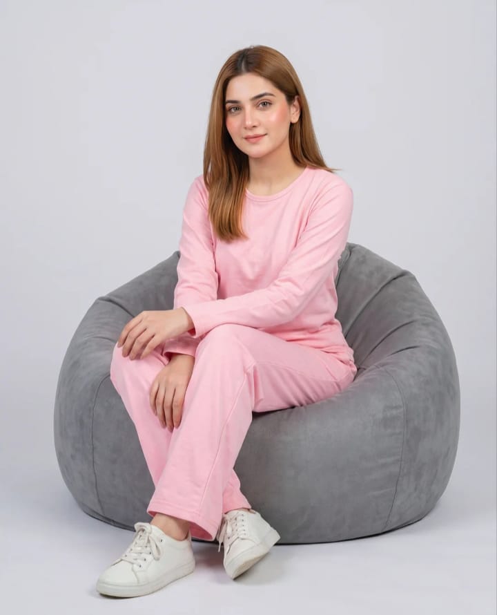 Women V-Neck Lounge Wear -Baby Pink