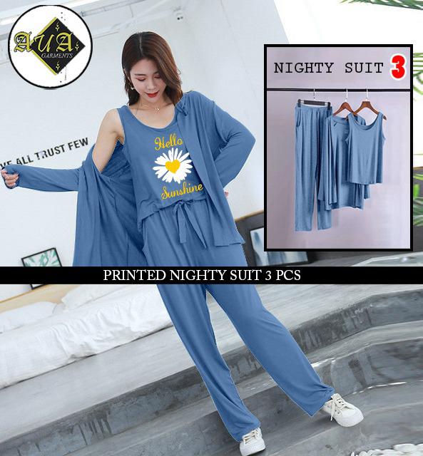LADIES NIGHT SUIT
3 Pieces Inner Gawn + Trouser