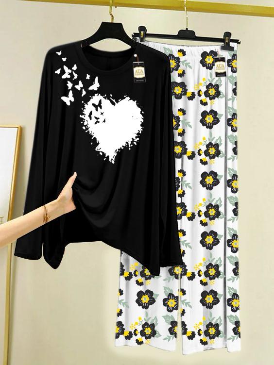 Stylish Sleepwear Set for a Cozy Night's Rest Wear With Multi Printed Set