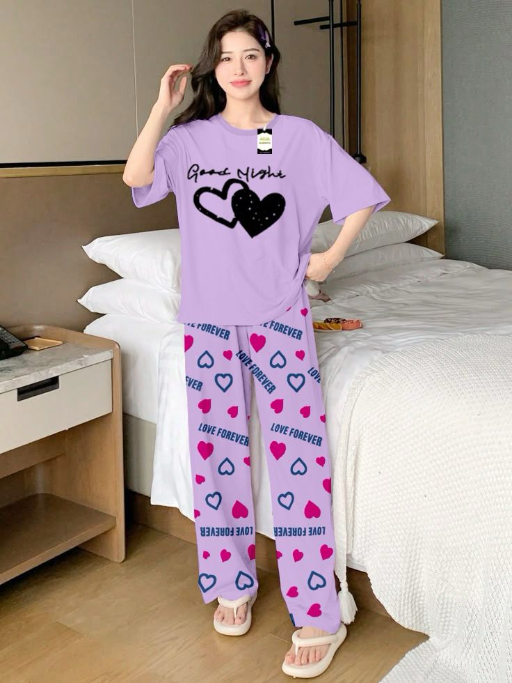 Stylish Sleepwear Set for a Cozy Night's Rest Wear With Multi Printed Set