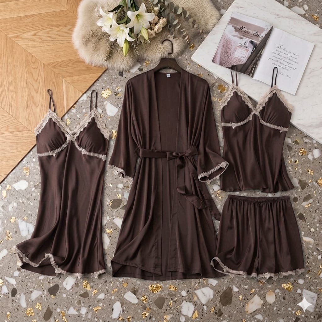 4 Pcs Designing Nighty For Women's With Gown