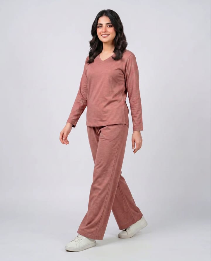 Women V-Neck Lounge Wear -Rusty