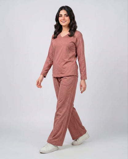 Women V-Neck Lounge Wear -Rusty
