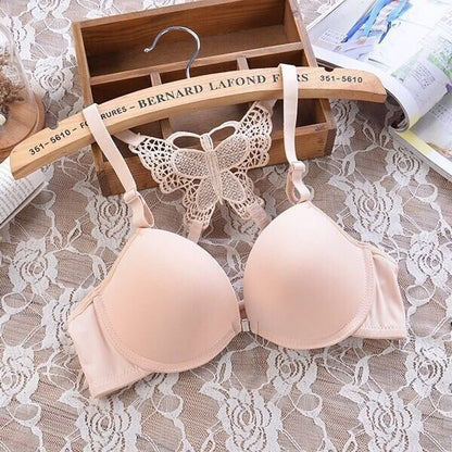 Pure Comfort Seamless No-Show Contour  Floral Embroidered Strappy Bra Set