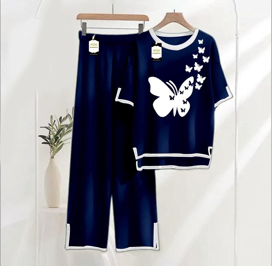 Navy Printed Turkish Winter Co-Ord Set for Women - Warm & Stylish Loungewear