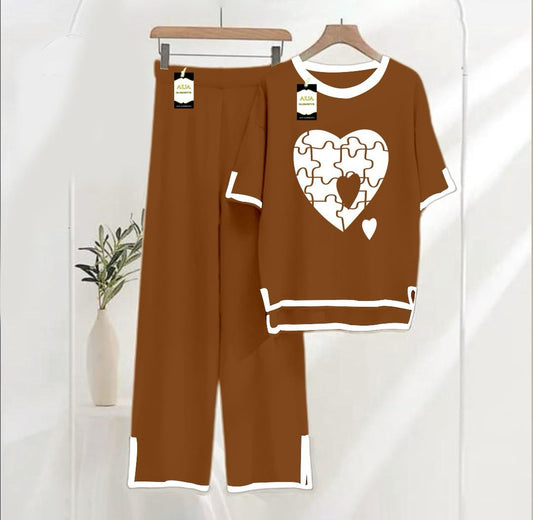 Turkish Summer Co-Ord Set for Women - Warm & Stylish Loungewear BROWN