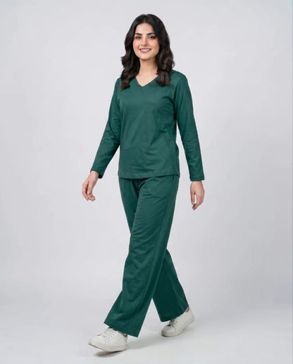 Women V-Neck Lounge Wear -Green