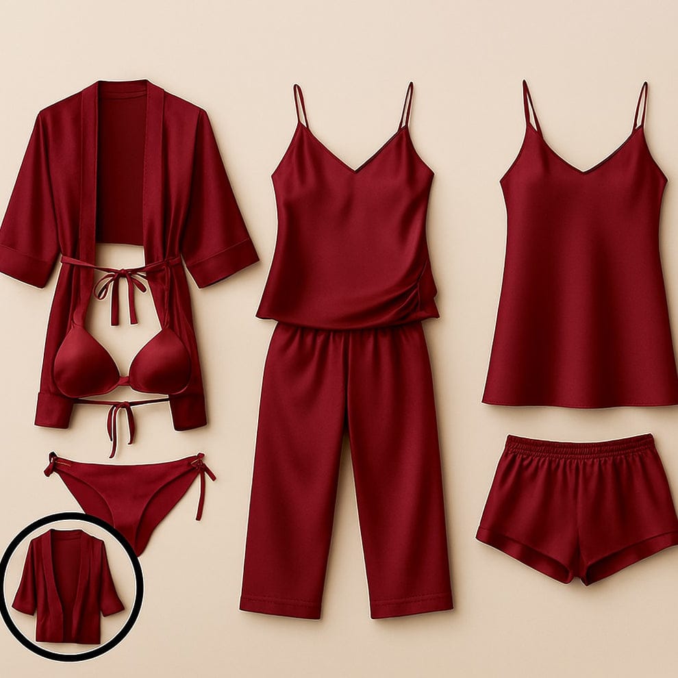 7 PIECE LUXURY SILK NIGHTWEAR SET