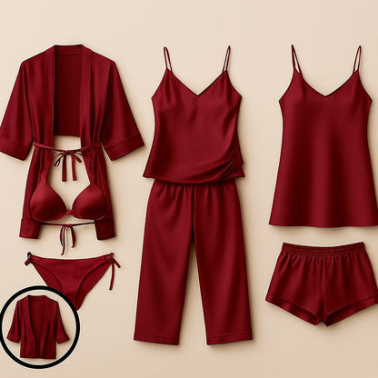 7 PIECE LUXURY SILK NIGHTWEAR SET