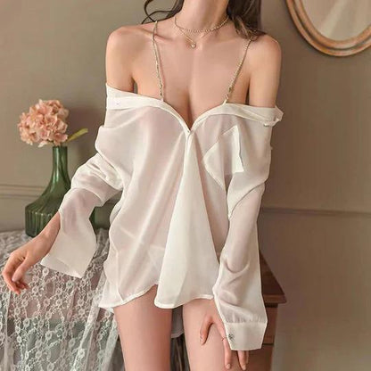 Off-Shoulder T-Shirt Chain Strap Top