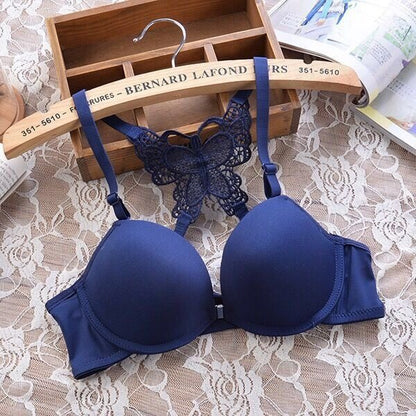 Pure Comfort Seamless No-Show Contour  Floral Embroidered Strappy Bra Set