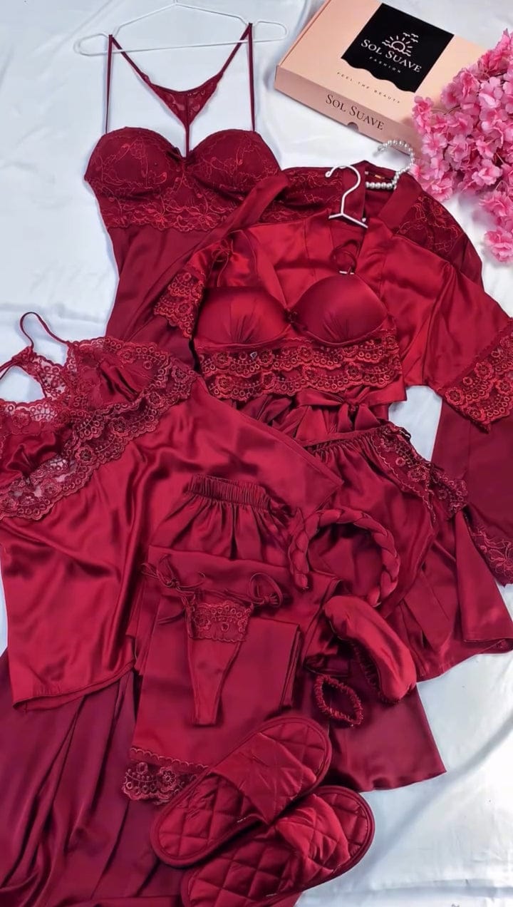 8-Piece Luxury Silk + 6-Piece Luxury Silk Nightwear Bundle