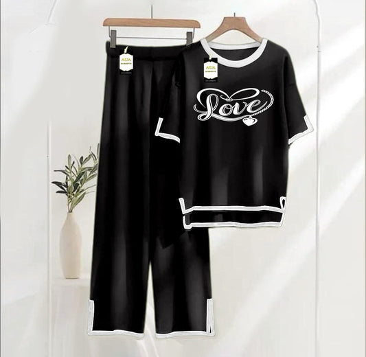 Black Printed Turkish Summer Co-Ord Set for Women - Warm & Stylish Loungewear