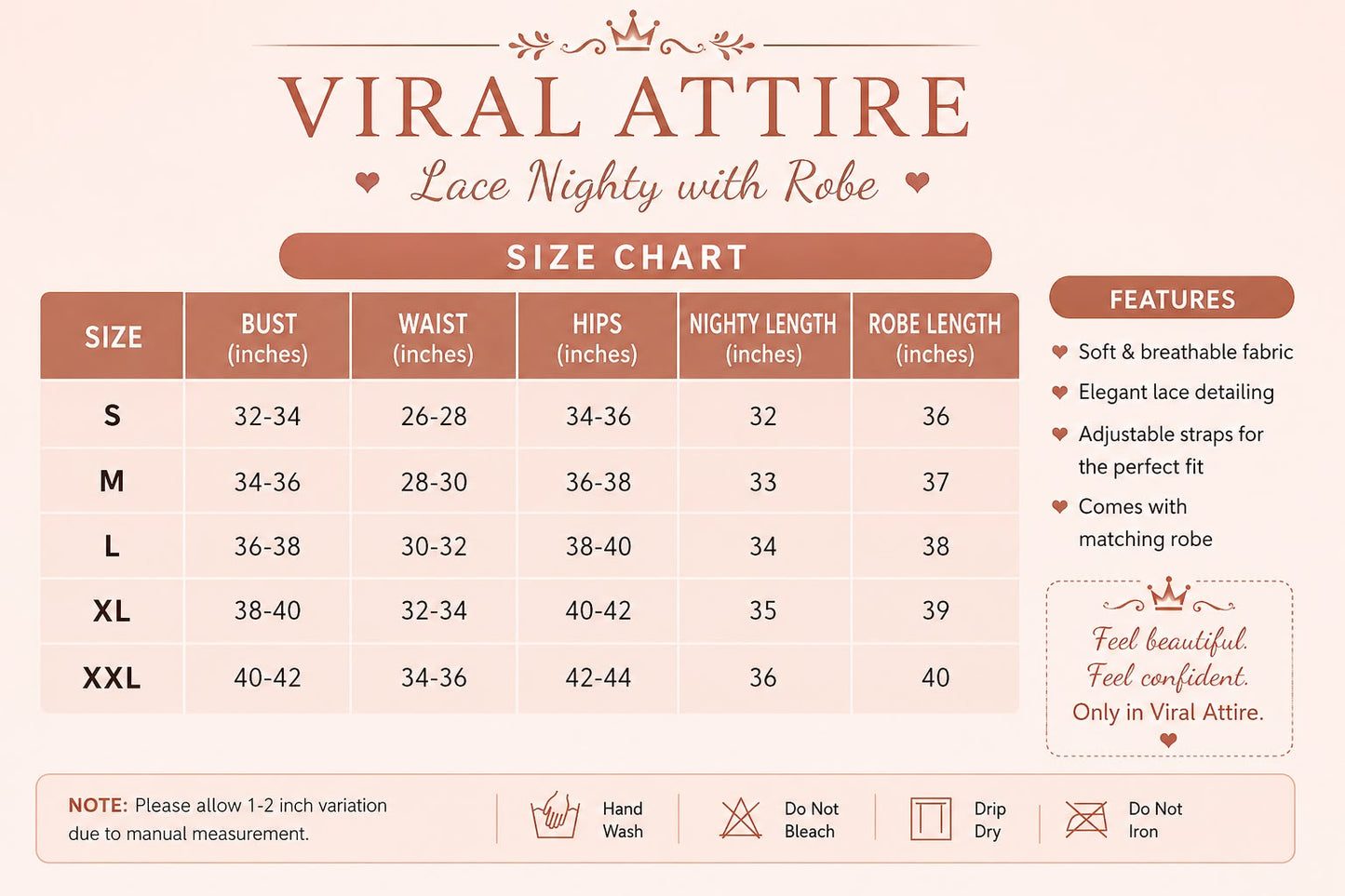 Viral Attire Luxury Satin Lace Nighty Set with Matching Robe – Elegant Bridal Sleepwear for Women