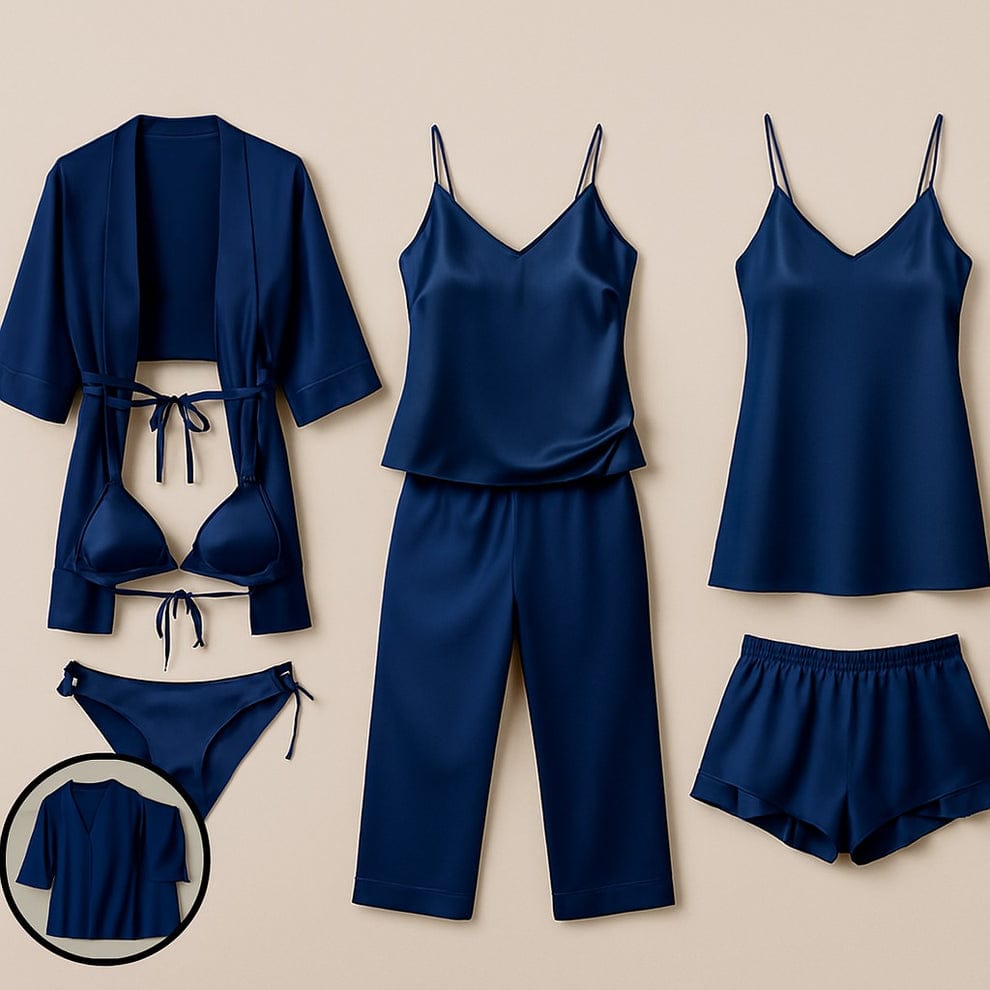7 PIECE LUXURY SILK NIGHTWEAR SET