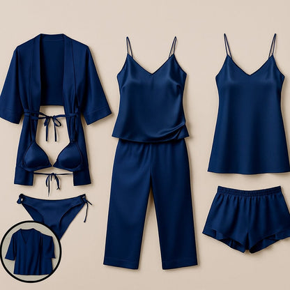 7 PIECE LUXURY SILK NIGHTWEAR SET