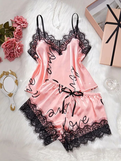 Silk Solid Satin Cami Set with Shorts