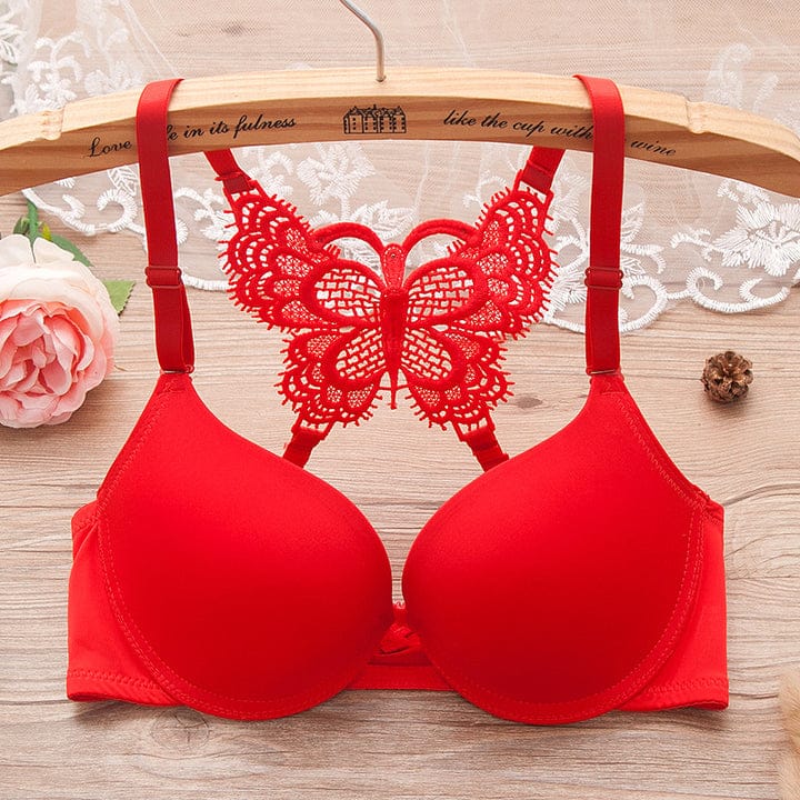 Pure Comfort Seamless No-Show Contour  Floral Embroidered Strappy Bra Set