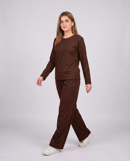 Women V-Neck Lounge Wear -Brown
