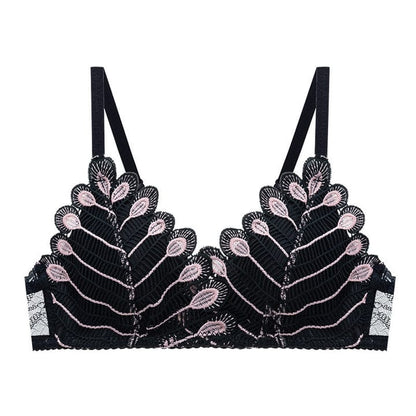 Elegance in Bloom: Deep Wine Full-Coverage Floral Lace Underwire Bra