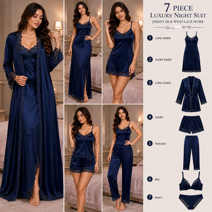 7-Piece Luxury Silk Luxury Silk Nightwear Bundle