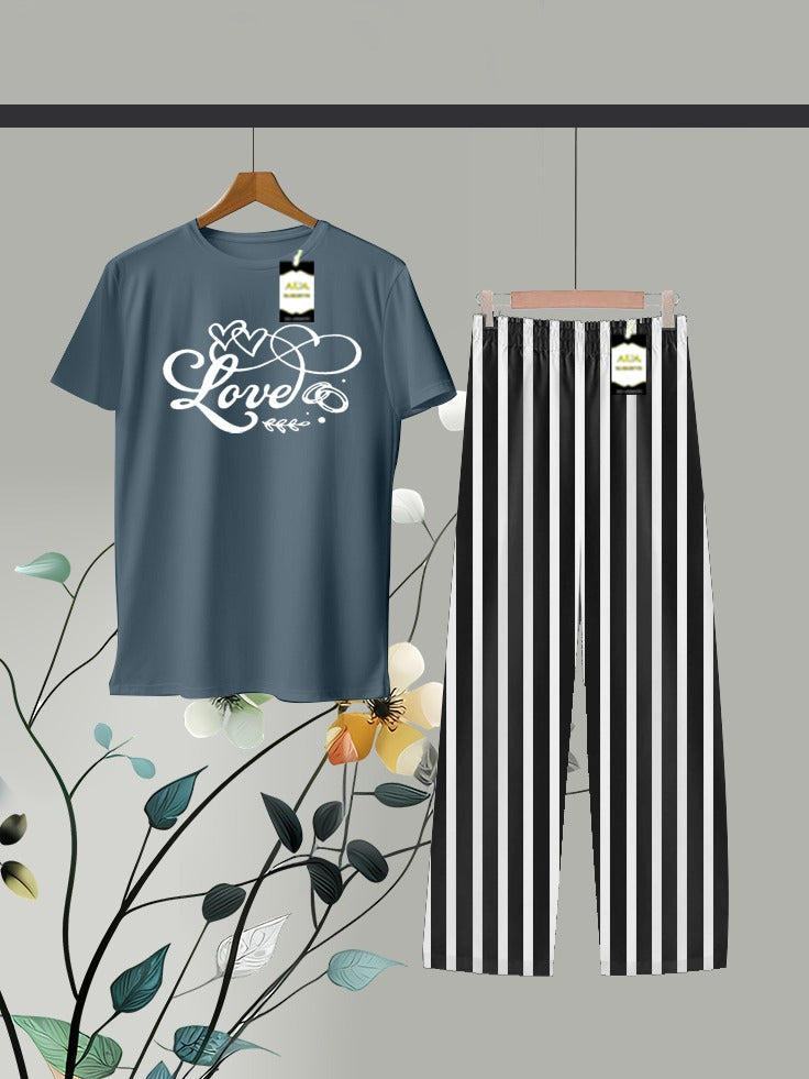 Printed Linig Trouser Lounge wear Nightwear Sleepwear For Women
