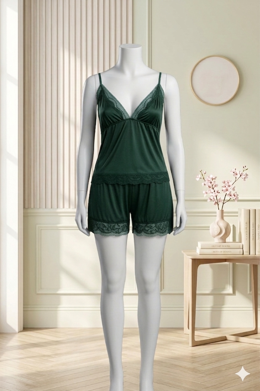 2 Pcs Fancy Short Romantic Nighty For Women