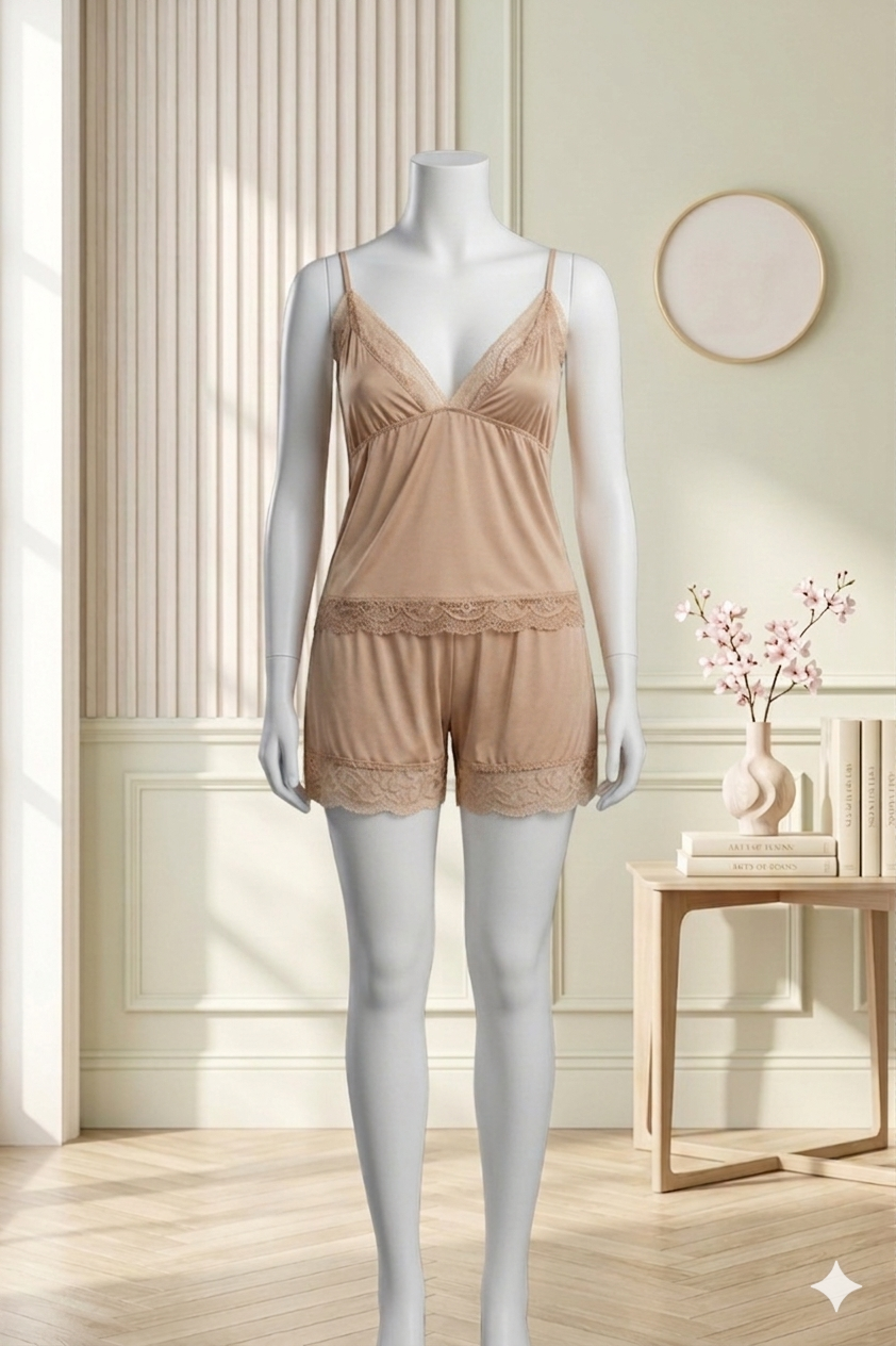 2 Pcs Fancy Short Romantic Nighty For Women