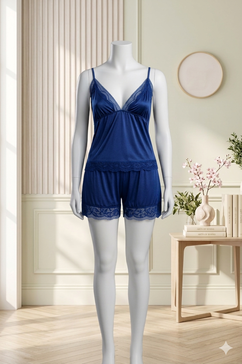 2 Pcs Fancy Short Romantic Nighty For Women