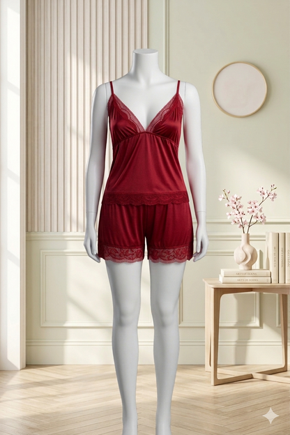 2 Pcs Fancy Short Romantic Nighty For Women