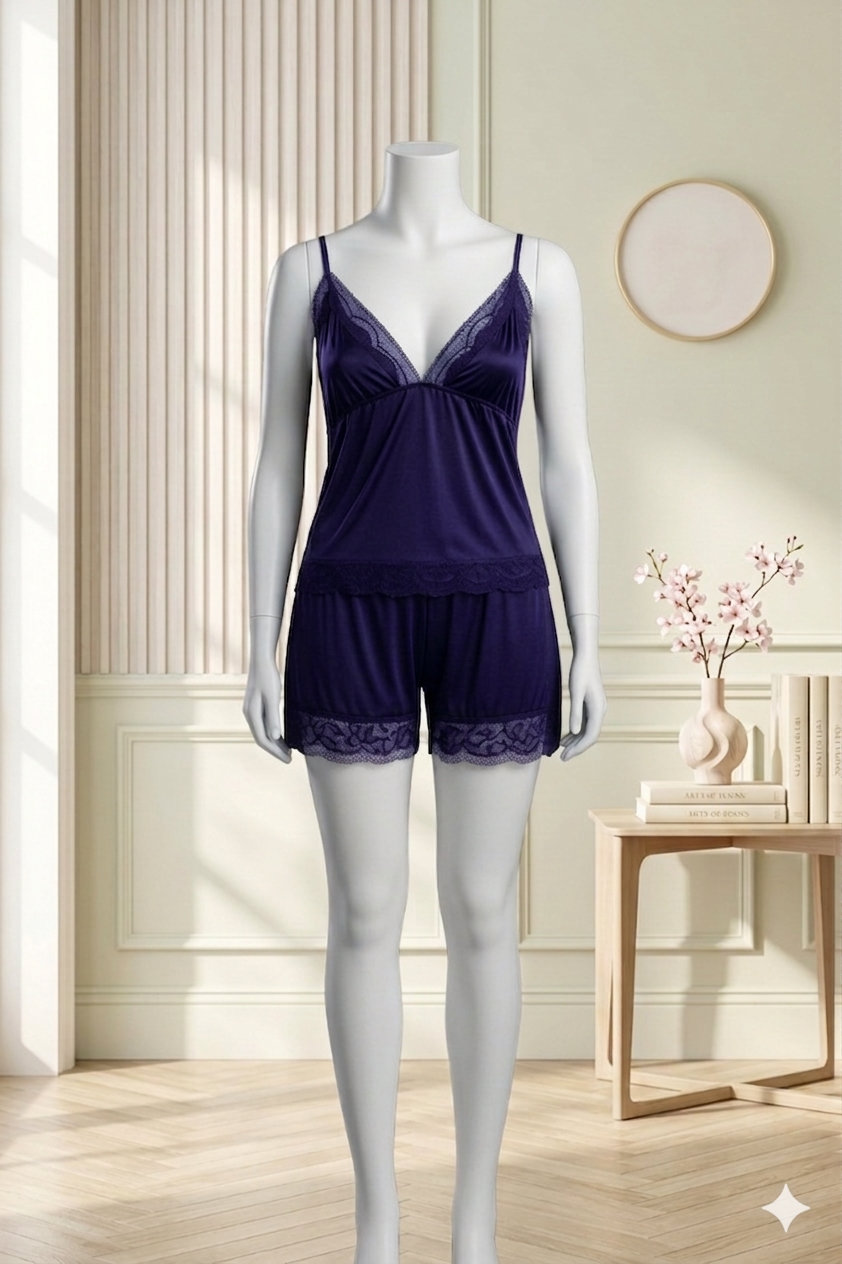 2 Pcs Fancy Short Romantic Nighty For Women