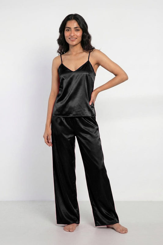 Midnight satin elegance. Black Colour
