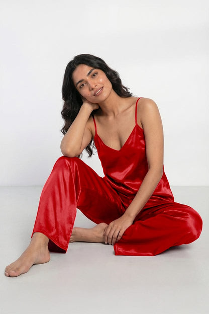 Midnight satin elegance Red color