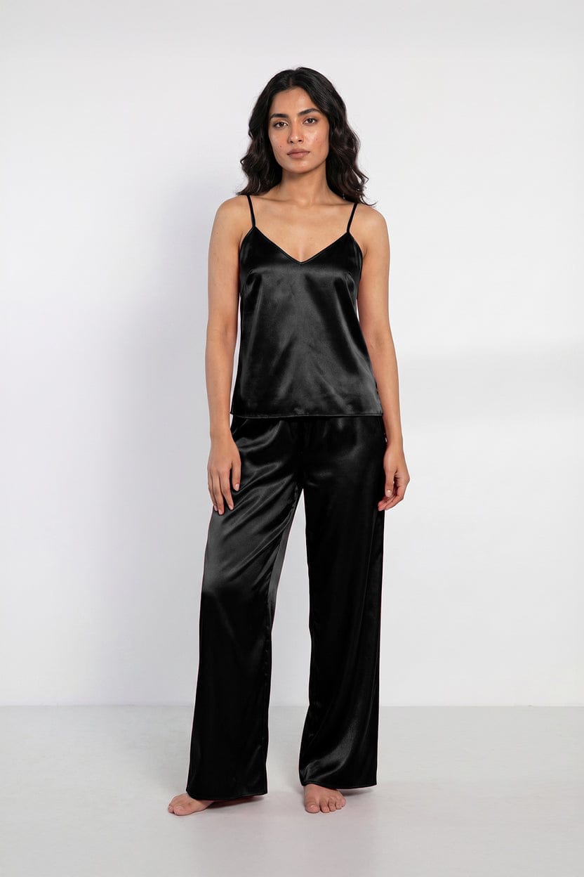 Midnight satin elegance. Black Colour