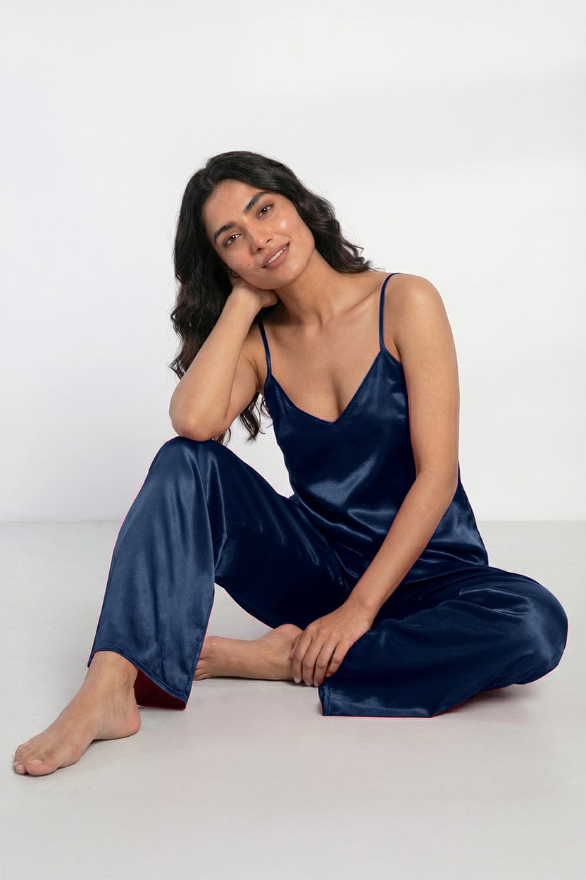 Midnight satin elegance. Navy Blue