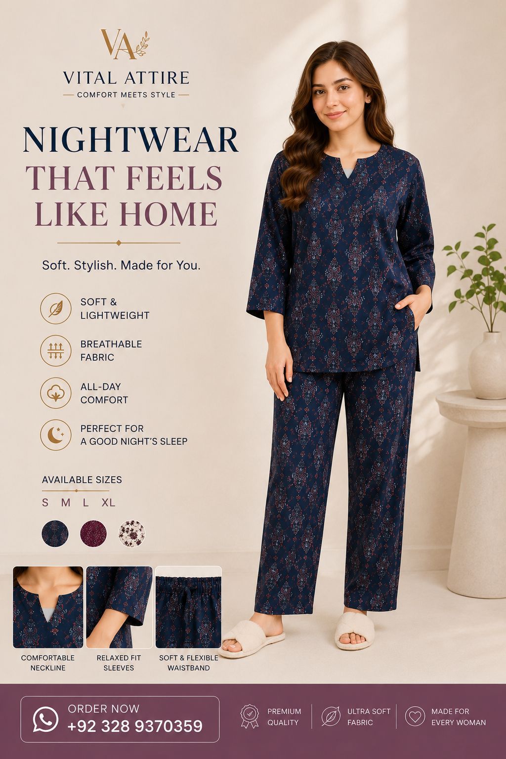 Midnight bloom night suit