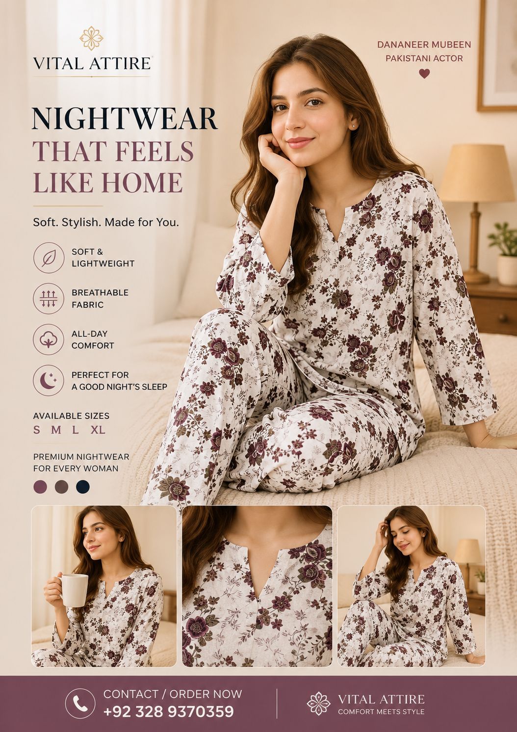 Midnight bloom night suit