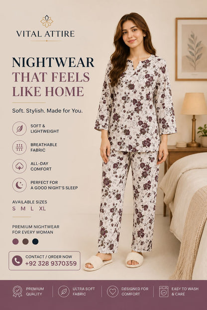 Midnight bloom night suit