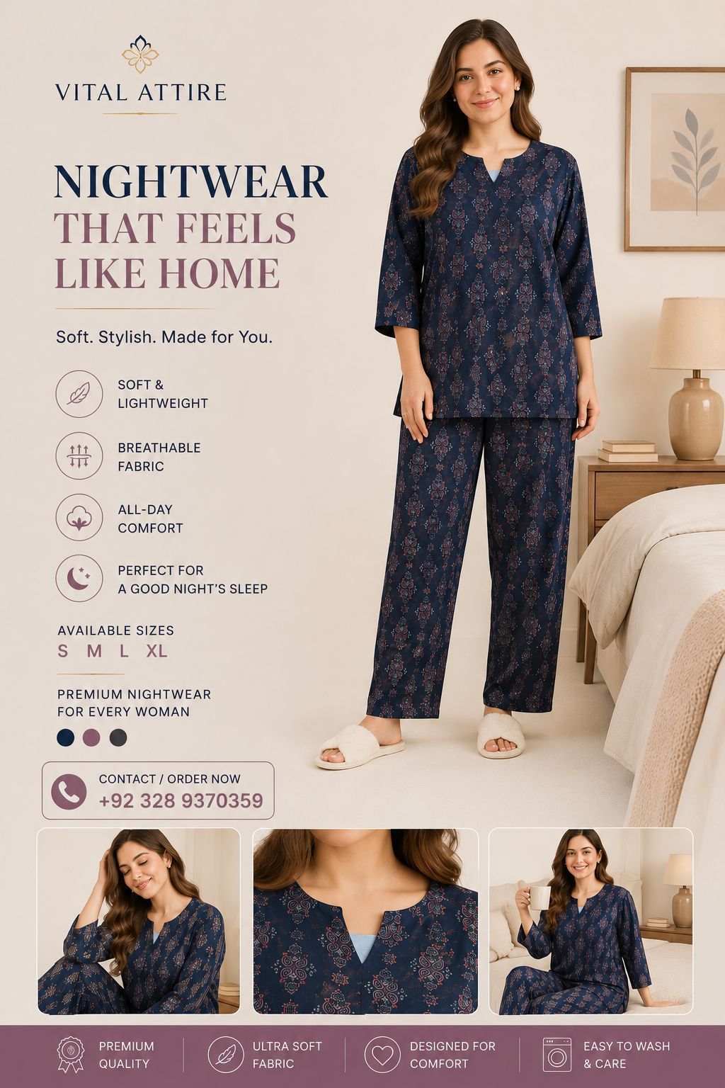 Midnight bloom night suit