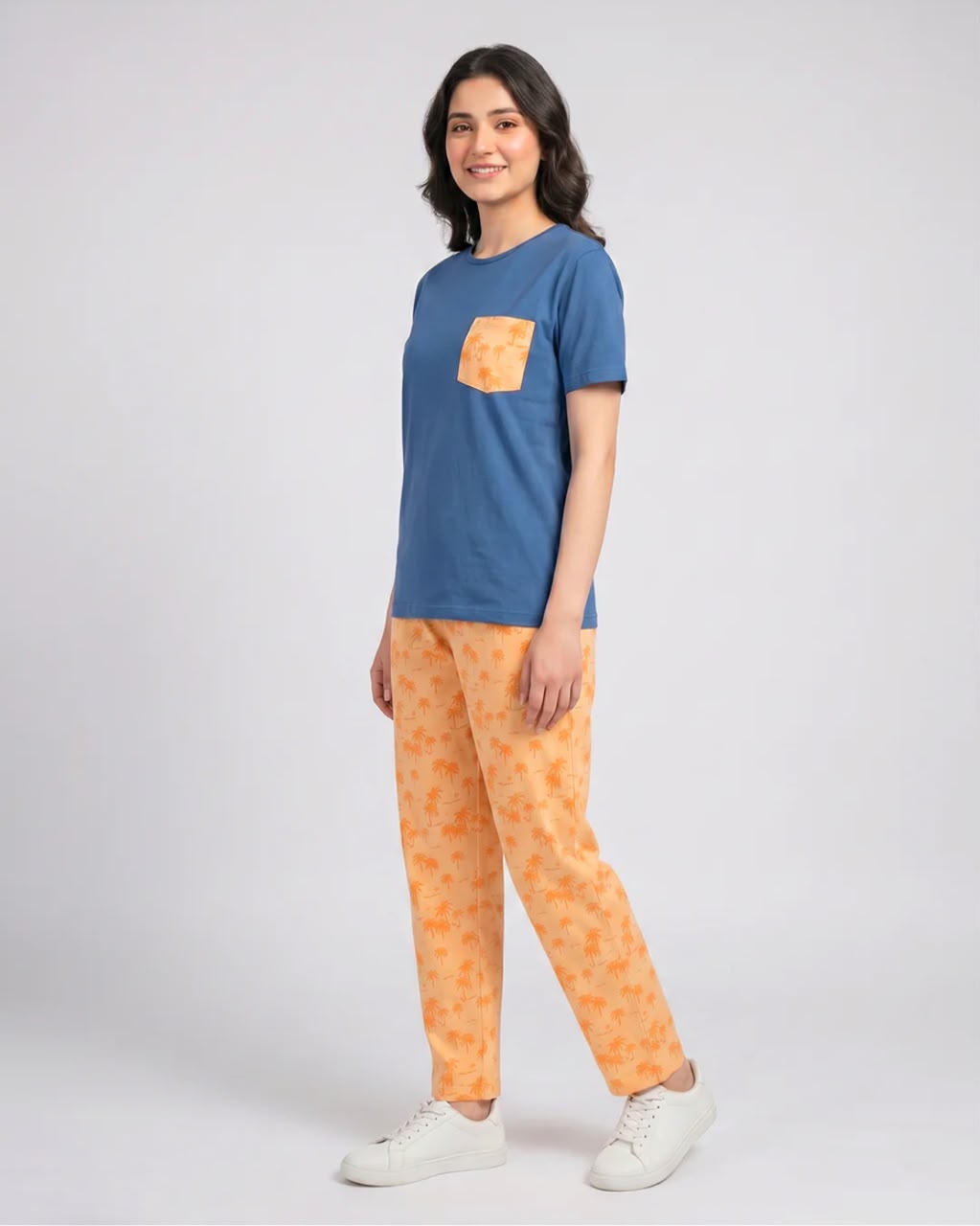 Palm Breeze Pajama Set -Navy Blue