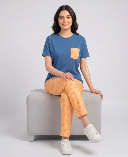 Palm Breeze Pajama Set -Navy Blue