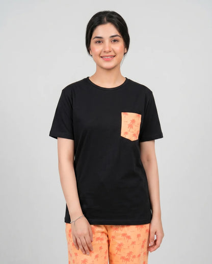 Palm Breeze Pajama Set- Black