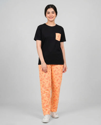 Palm Breeze Pajama Set- Black