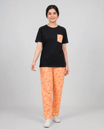 Palm Breeze Pajama Set- Black
