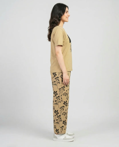 Earthy Bloom Lounge Co-ord Set-Beige