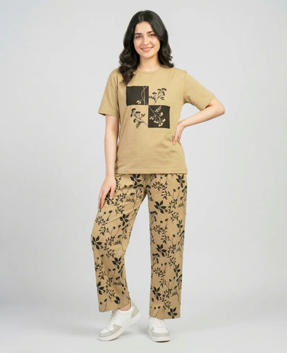 Earthy Bloom Lounge Co-ord Set-Beige