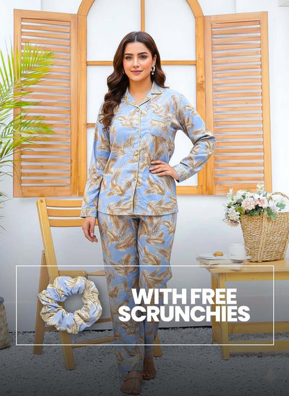 Imported Linen Printed Multi Flower PJ Set-LP26